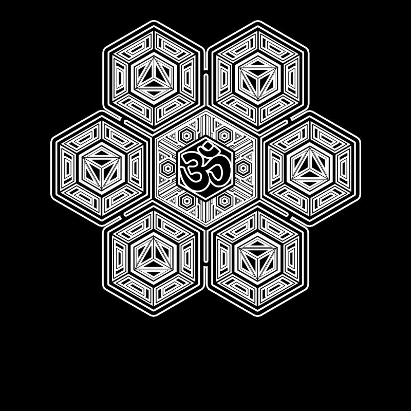 Mandala Sechseck Muster Aum Zeichen Goa Psytrance