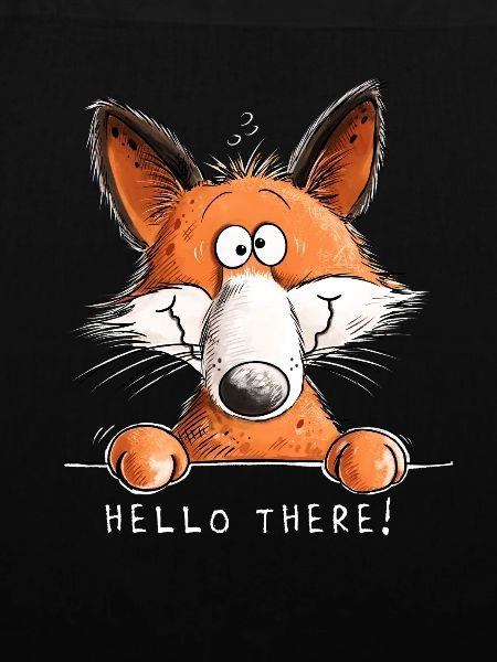 Witziger Fuchs Hallo Da Cartoon Spruch