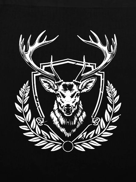 Hirschkopf Wappen mit Lorbeer