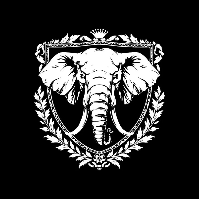 Elefant im Lorbeerrahmen