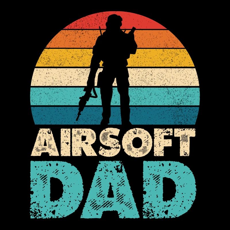 Airsoft Dad Retro Sunset Silhouette