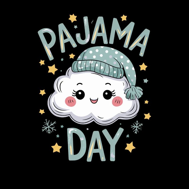 Jour de pyjama Silhouette nuageuse mignonne avec un bonnet endormi pour