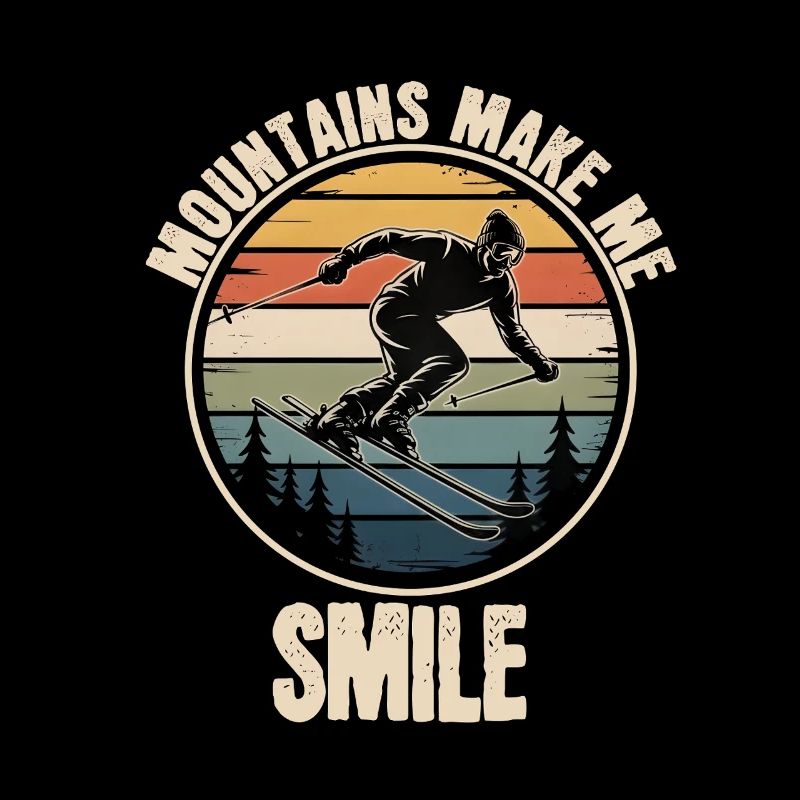 Mountains Make Me Smile Retro Skiing