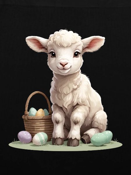 Pastel lamb with Easter eggs