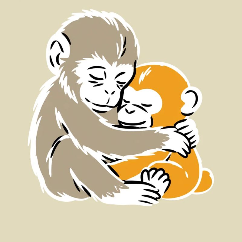 Monkey Hug Duo Illustration