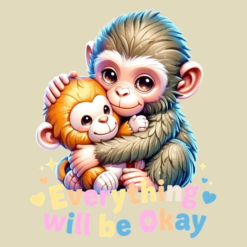 Everything Will Be Okay Monkey Hug