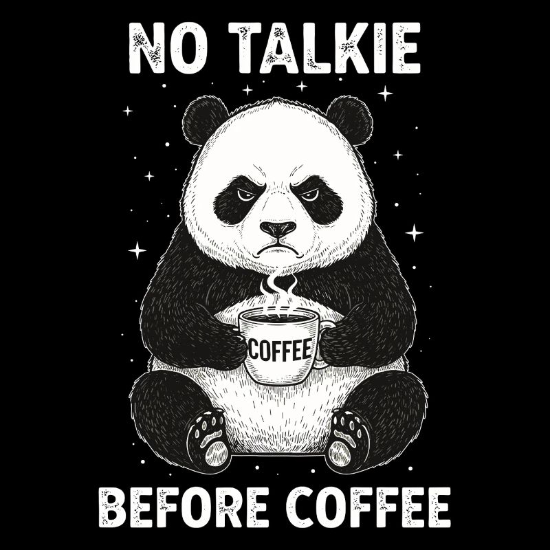Pas de conversation devant un panda amateur de café