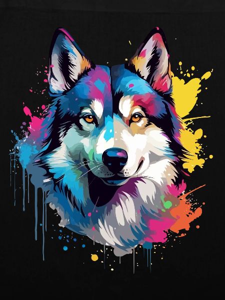Dog Husky Bunte Spritzkunst