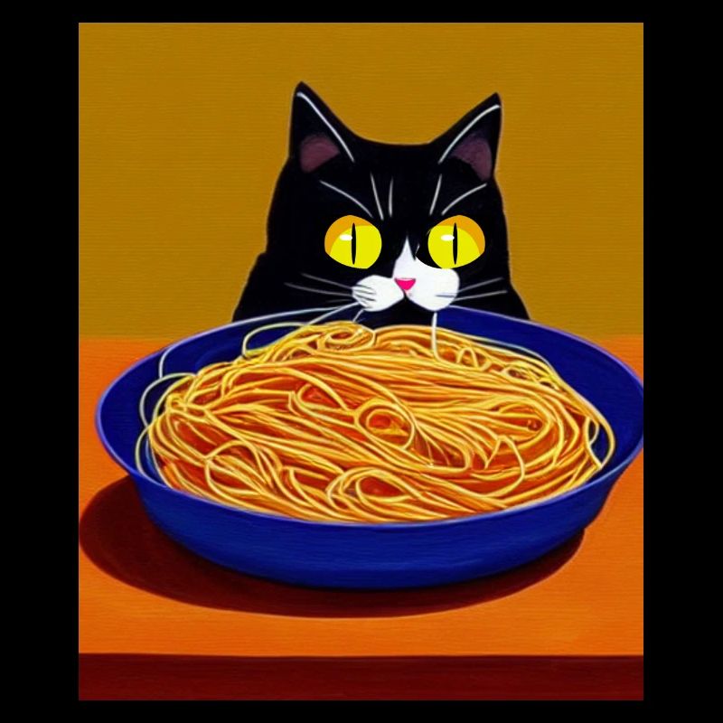 Katzenblick auf Spaghetti