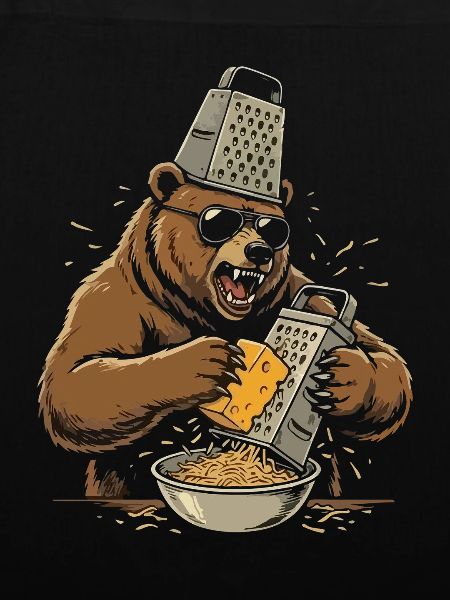 Bär mit Käse-Reibe Pasta