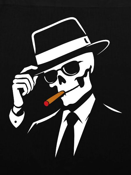 Noir-Skelett mit Fedora und Zigarre