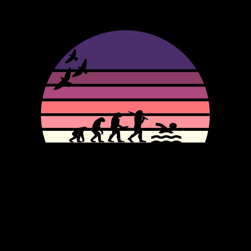 retro vintage sunset évolution NATATION