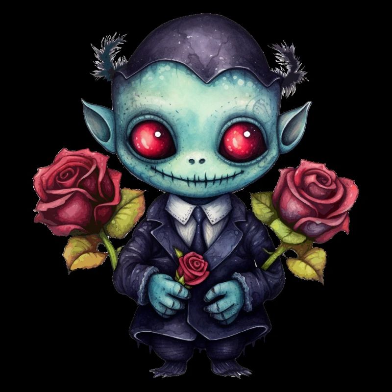 Funny vampire with roses
