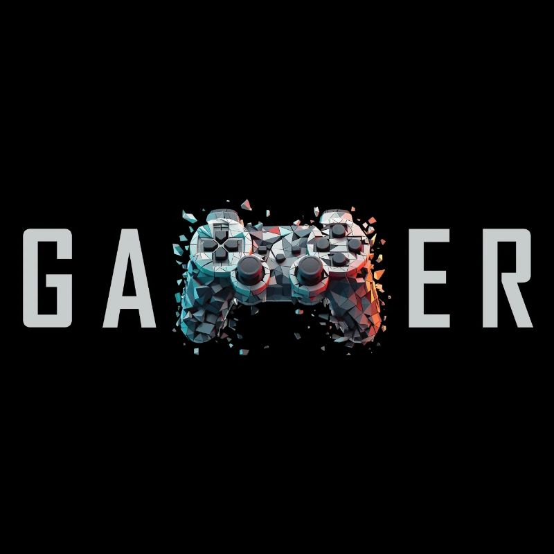 Gamer Schriftzug 3D Controller Nerd Geschenk