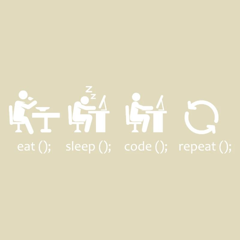 Essen, schlafen, Code wiederholen – lustiger Softwareentwickler