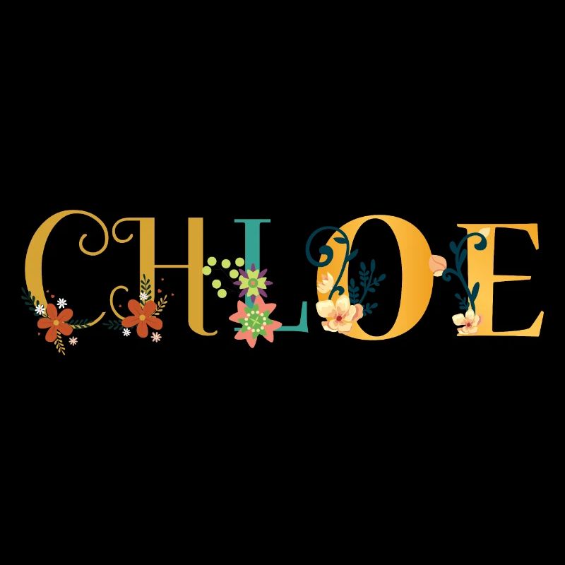 CHLOE Name Art With Flowers Embroidered
