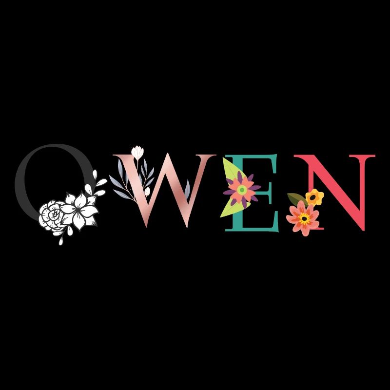 OWEN Name Art avec fleurs brodées