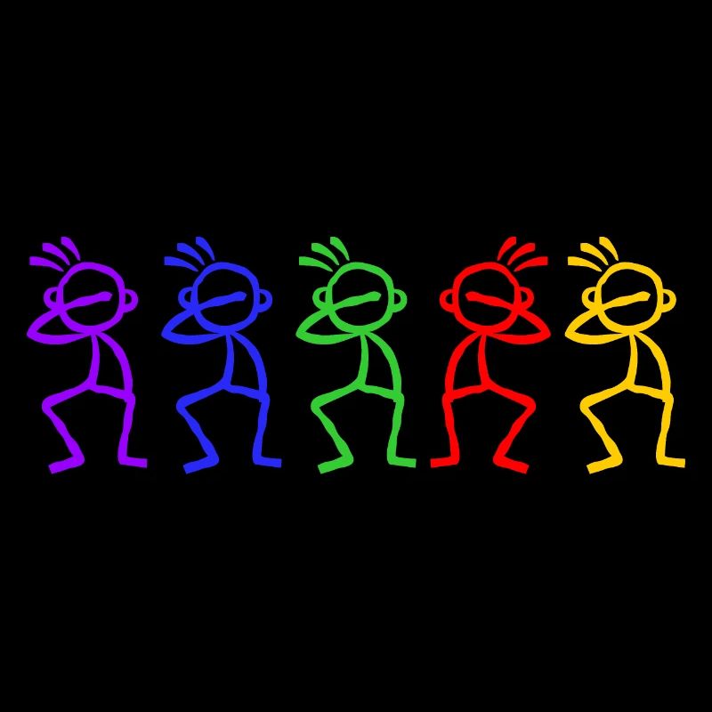 Dabbing 5 Strichmännchen Regenbogen Farbe