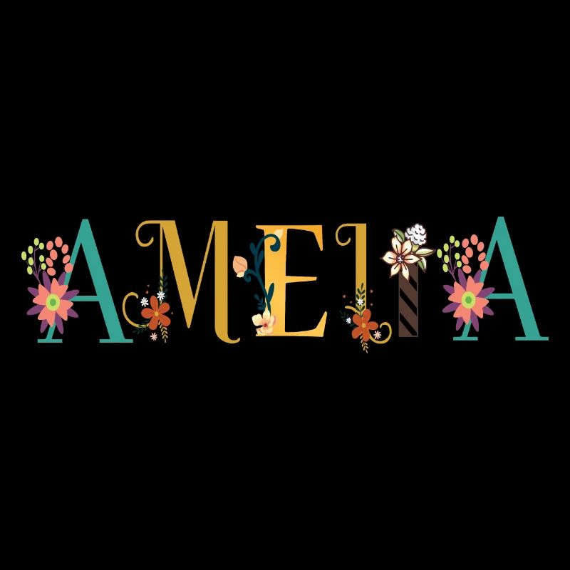 Art du nom AMELIA avec fleurs brodées