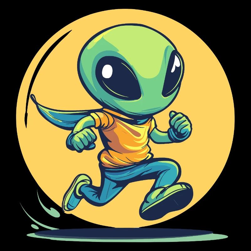 Courir extraterrestre dans le style d’une bande dessinée