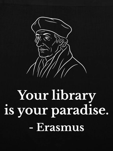 Erasmus-Zitat auf Büchern