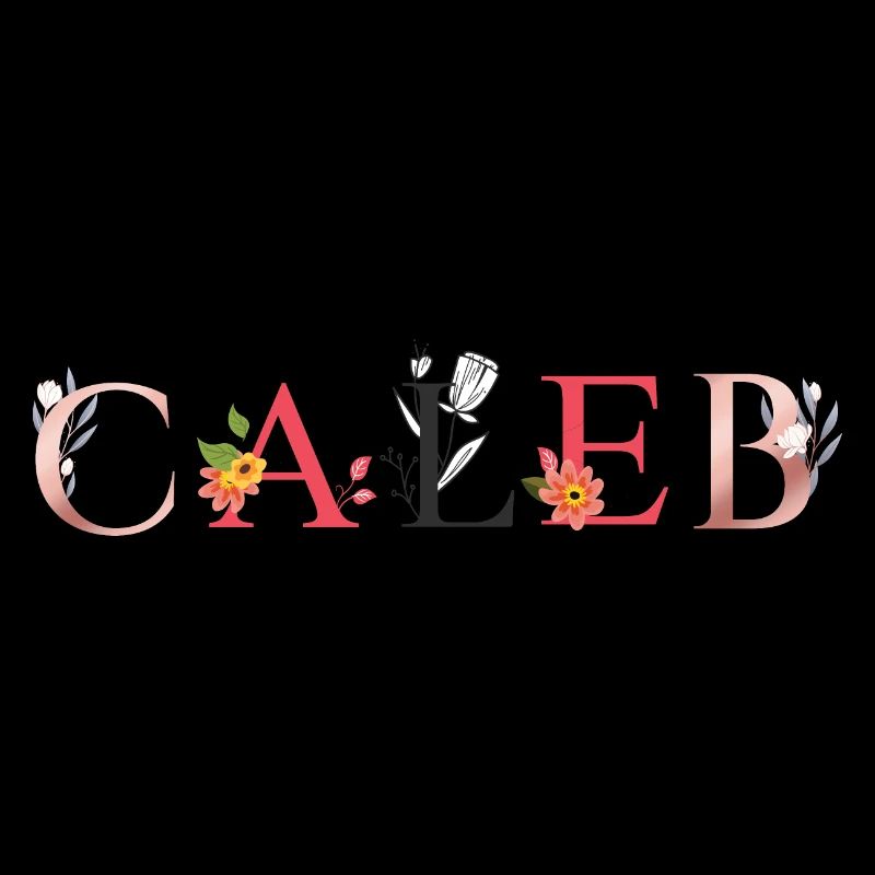 Art du nom CALEB avec fleurs brodées