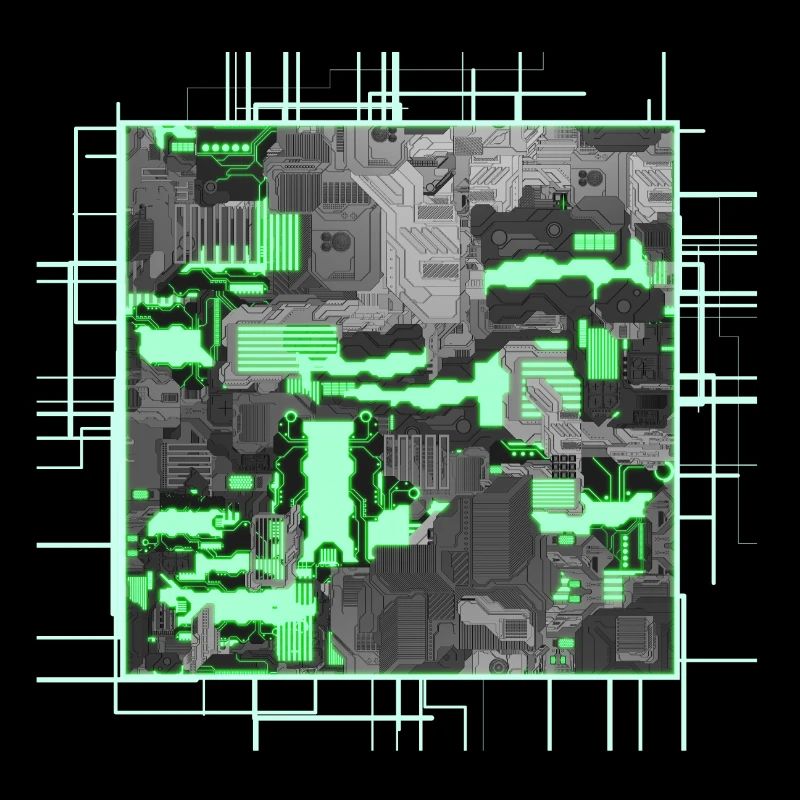 Green Stylized Motherboard