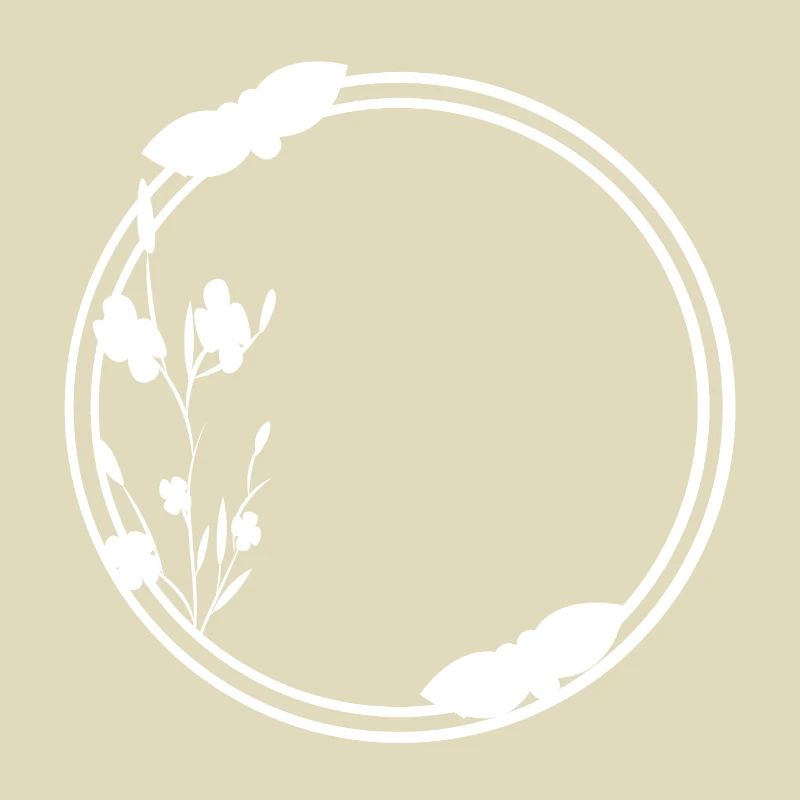 Spring Frame Circle in White Flowers