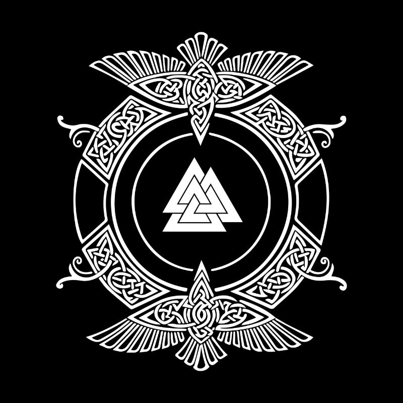 Les corbeaux d’Odin avec le style viking de Valknut