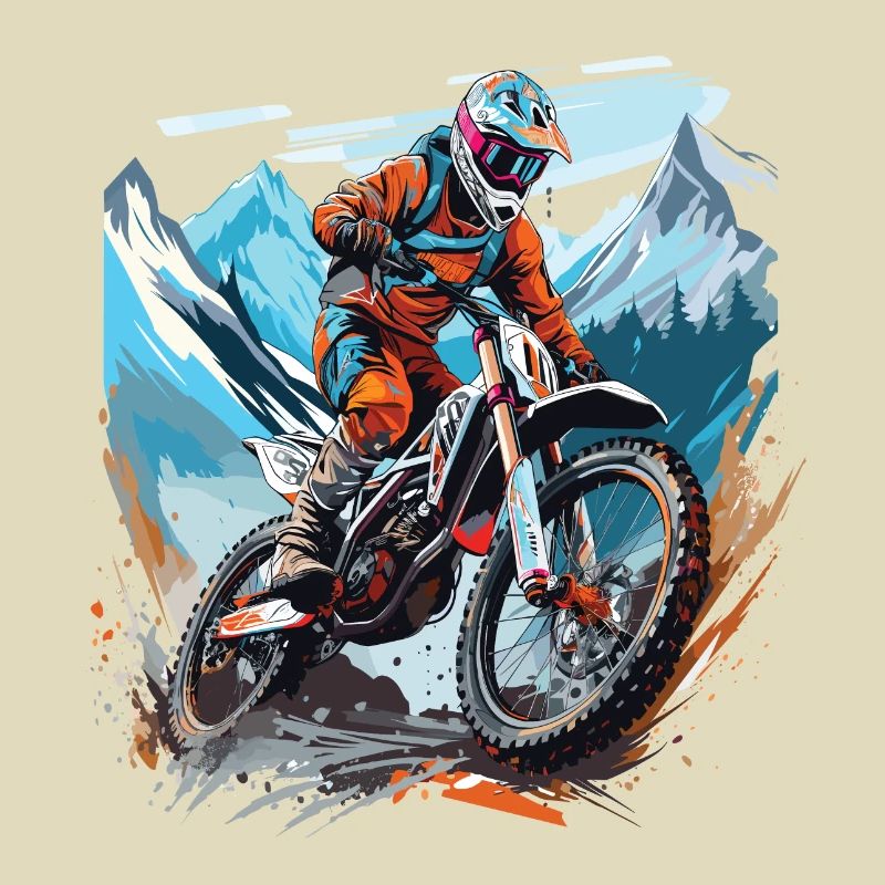 Motocross with a mountain backdrop