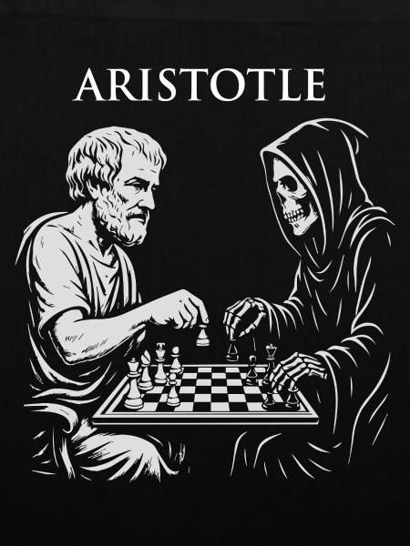 Aristoteles und grimmiger Raper Schachillustration