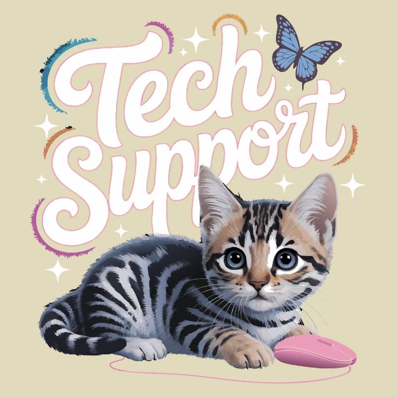 Support technique amusant, chat mignon, informatique ironique