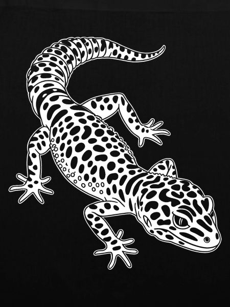 Leopardgecko Schwarzweiß Silhouette