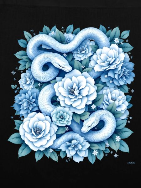 Hellblaues Snakes Rosenbeet-Design.