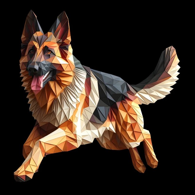 Deutscher Schäferhund Origami Geometrisch 3D