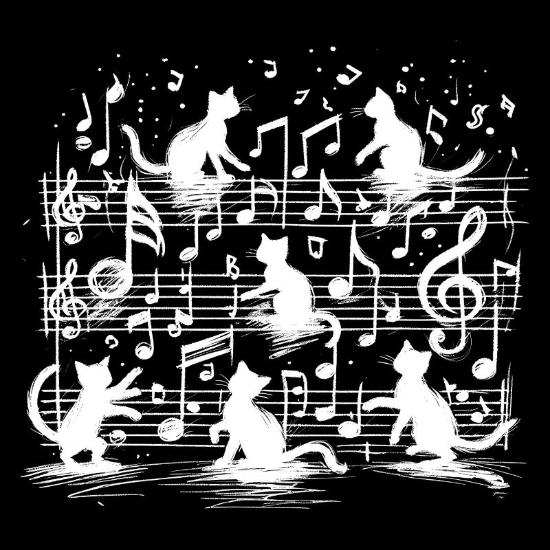 Chats et partition musicale. Musicisca compositeur