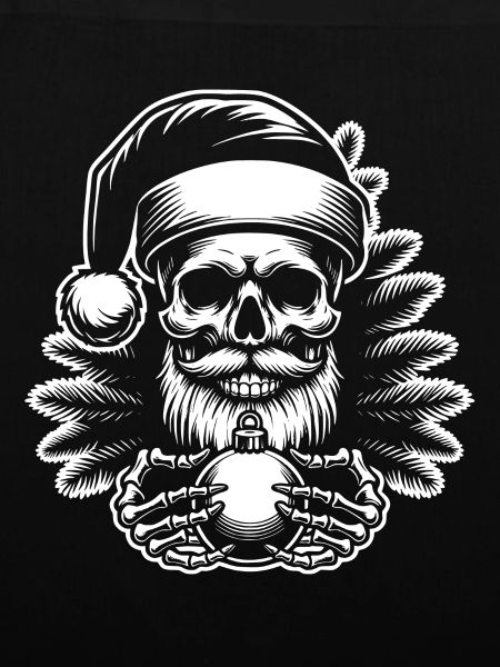 Weihnachtsmann Skull mit Christbaumkugel
