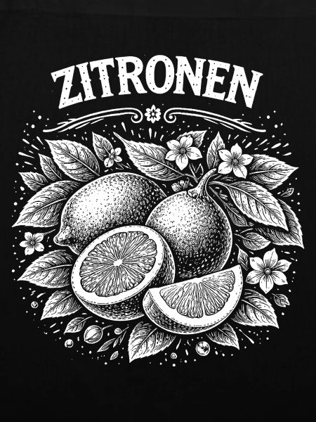 Zitronen Illustration im Schwarzweiß