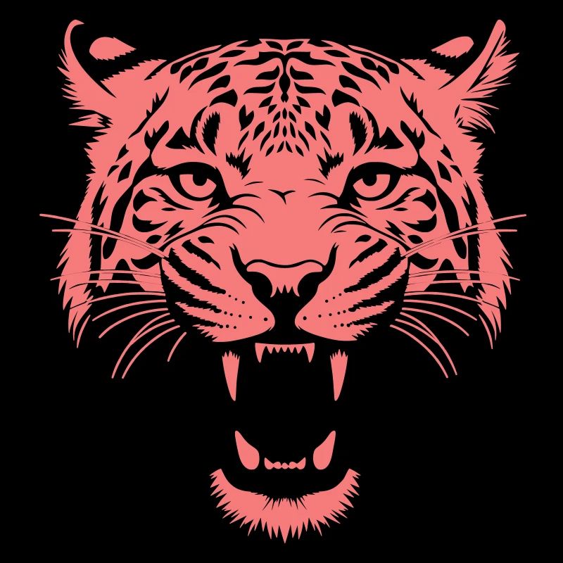 Neon-Tiger Kopf Pink