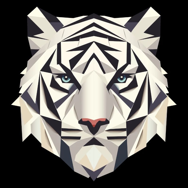 Geometrischer Weißer Tiger – Stärke und Elegants