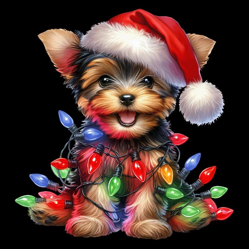 Festlicher Hund mit Lichterkette