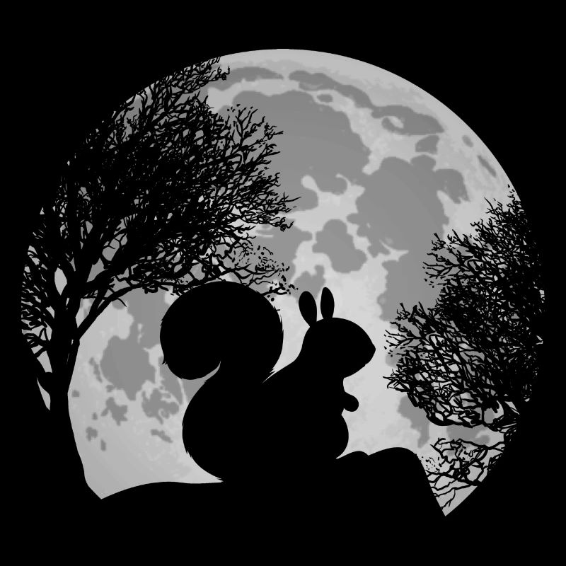 Écureuil Lune Silhouette Écureuil