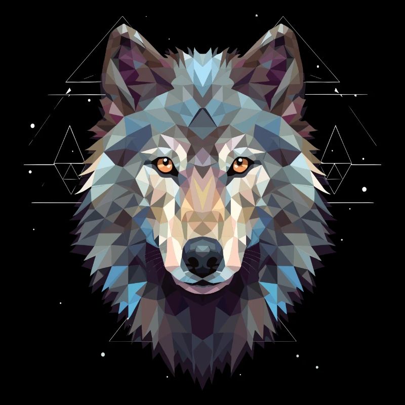 Geometric wolf's head