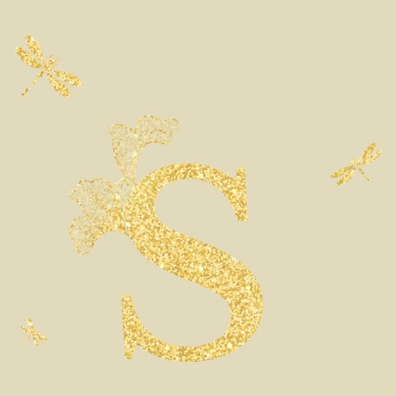 Buchstabe s Goldene Glitzer Libelle - Geschenkidee
