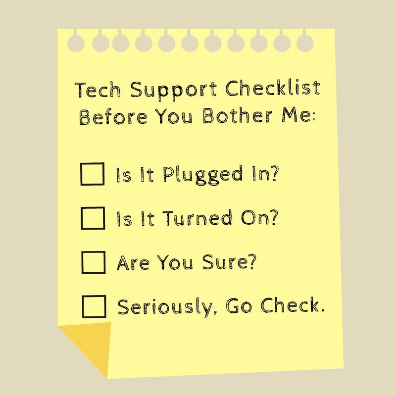 Liste de contrôle du support technique Funny Helpdesk IT Engineer