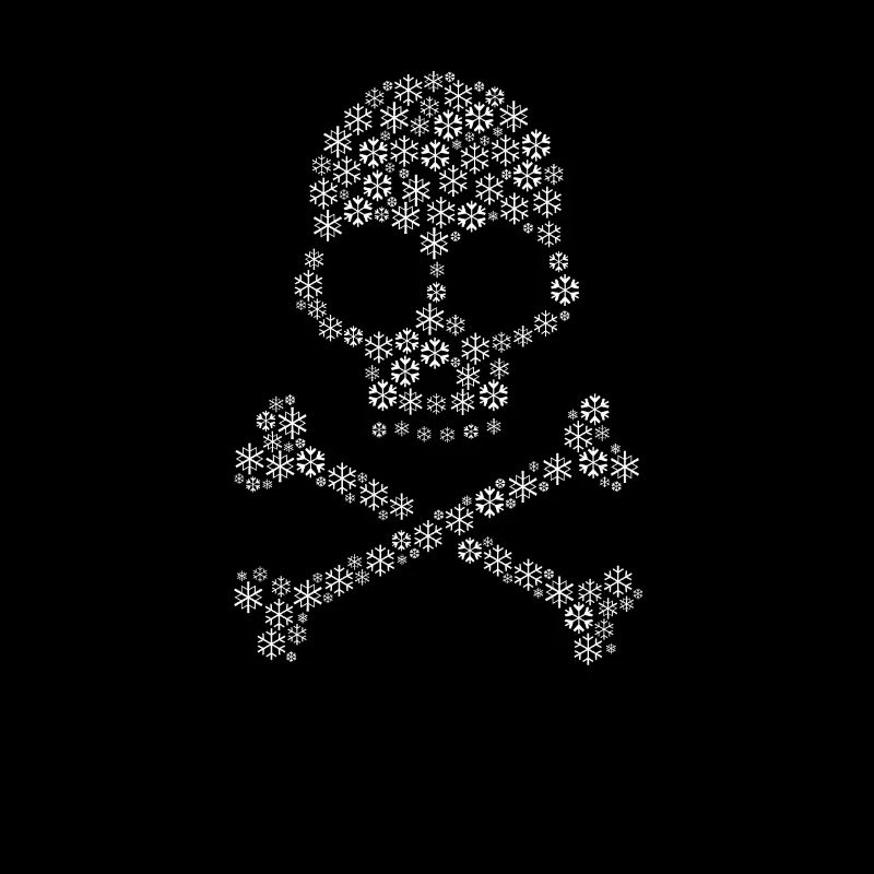 Snowflakes Word cloud in skull danger form (White