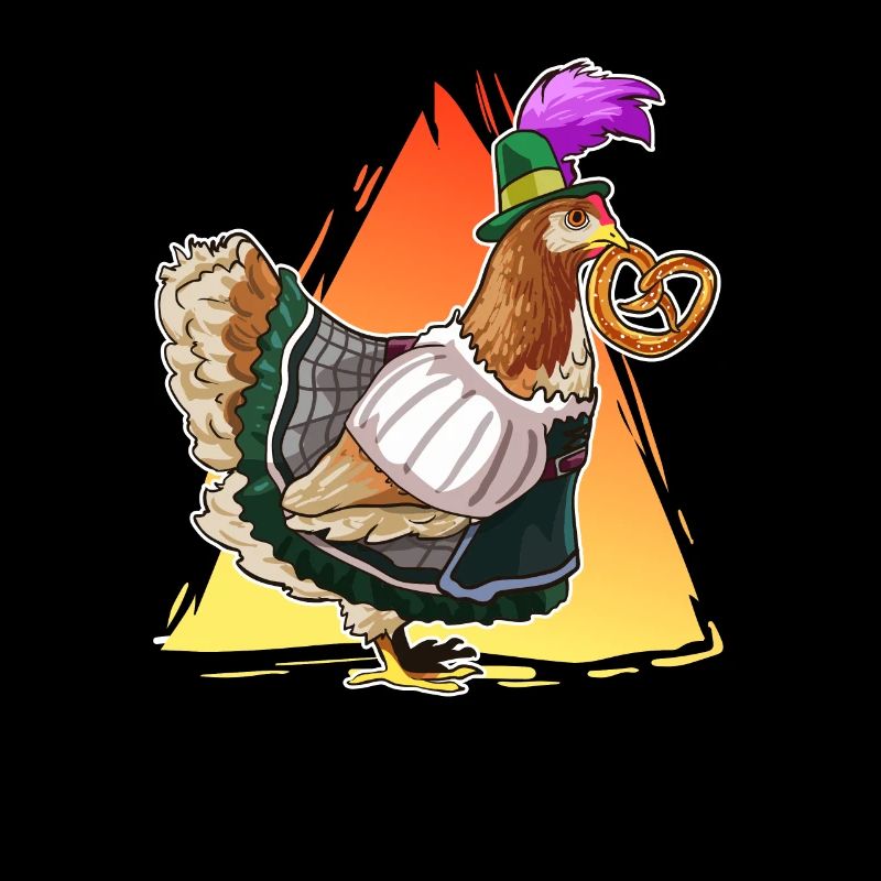 Chicken dirndl bavaria pretzel gift