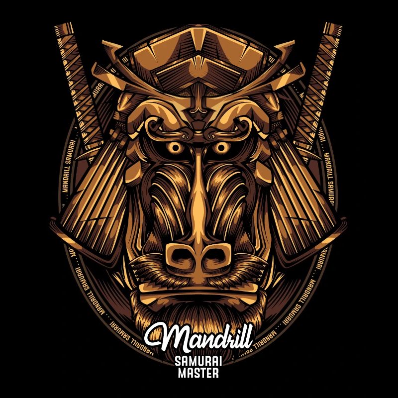 Mandrill Samurai Monkeys Wildlife Creative Gift