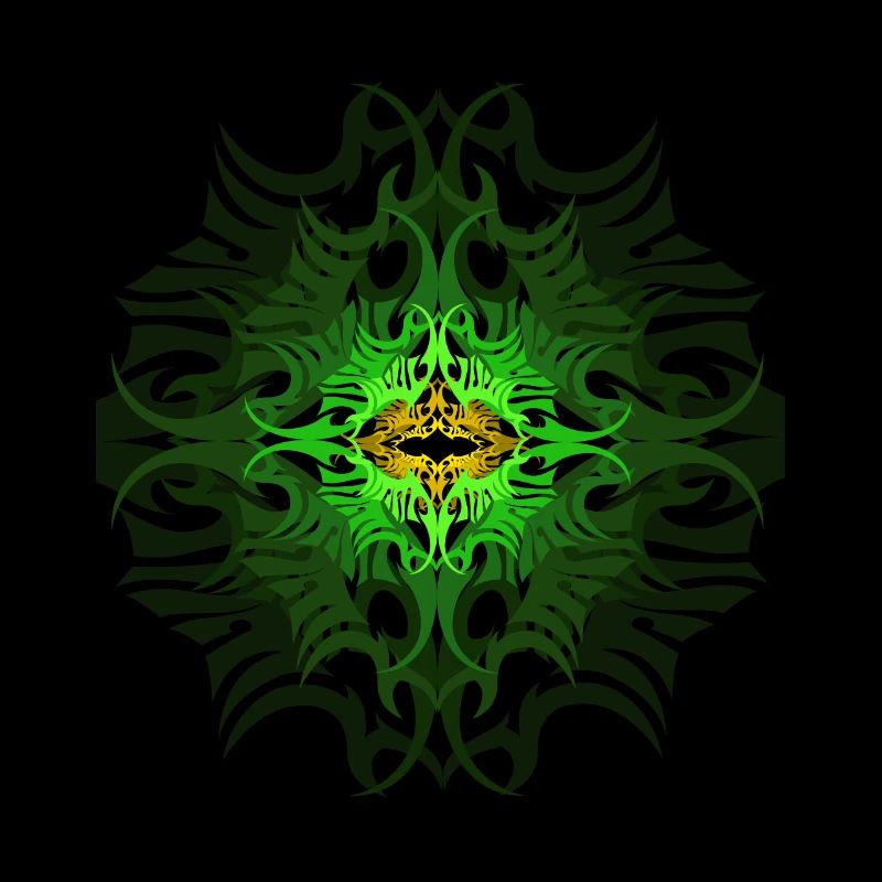 Psychedelic Mandala Pattern Green Goa Psytrance