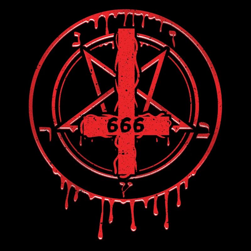 666 Cross T-Shirt Satan Devil Star Heath Devil